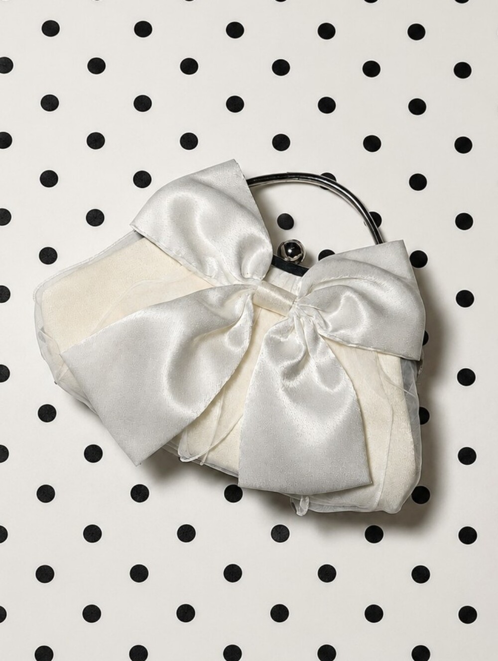 Elegant Ivory/white Bow Evening Handbag Purse